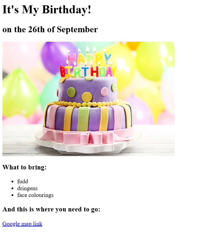 a picture of my Birthday invitation's project